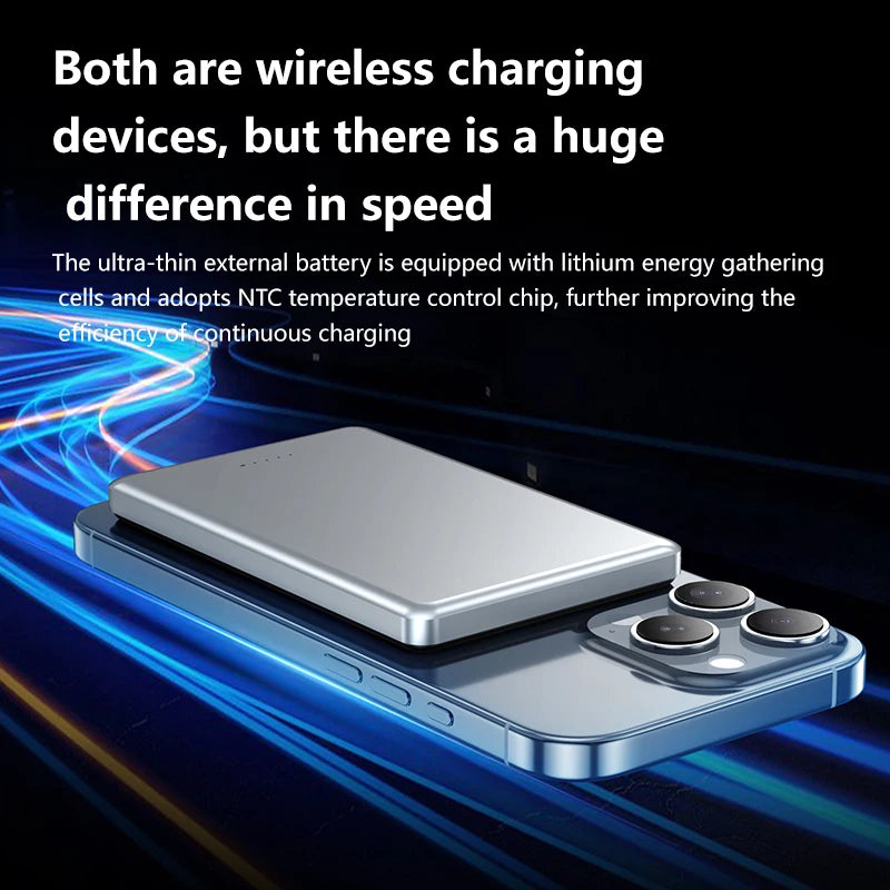 Portable 5000mAh Magnetic Wireless Charging Power Bank – 15W Fast Charge