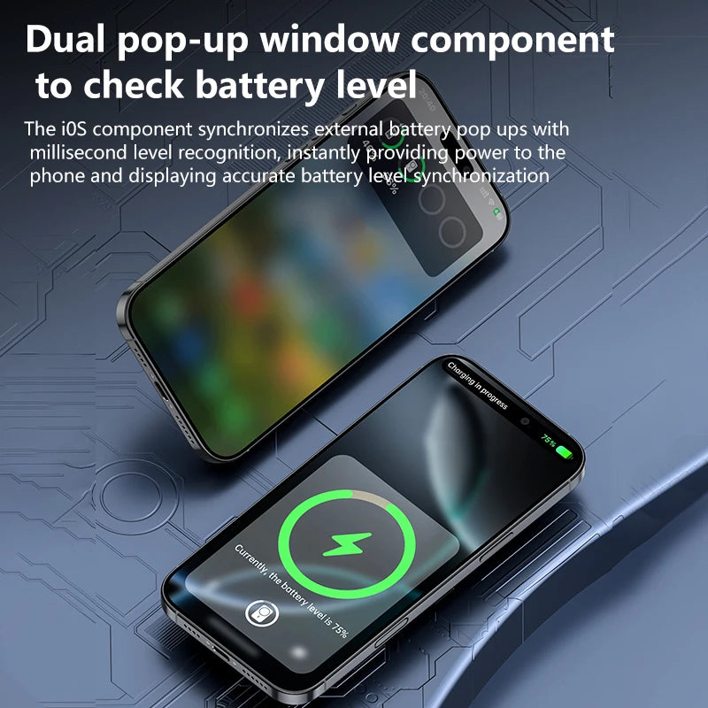 Portable 5000mAh Magnetic Wireless Charging Power Bank – 15W Fast Charge