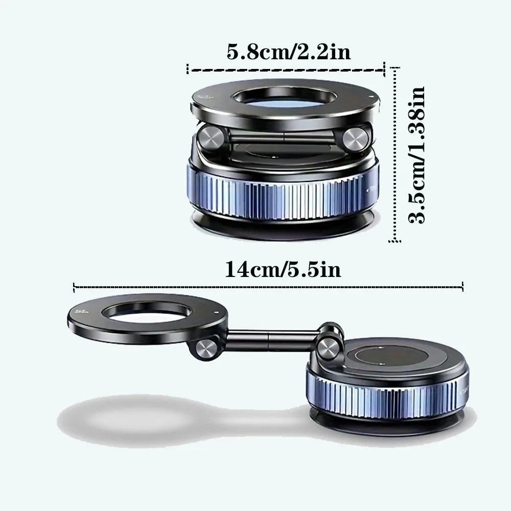 360° Rotatable Magnetic Car Phone Mount – Foldable Vacuum Suction Cup Holder