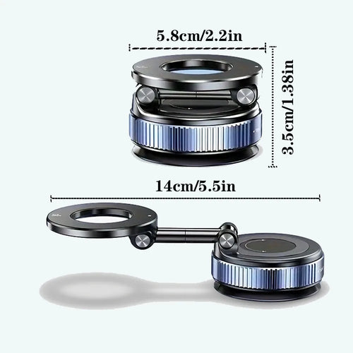 360° Rotatable Magnetic Car Phone Mount – Foldable Vacuum Suction Cup Holder