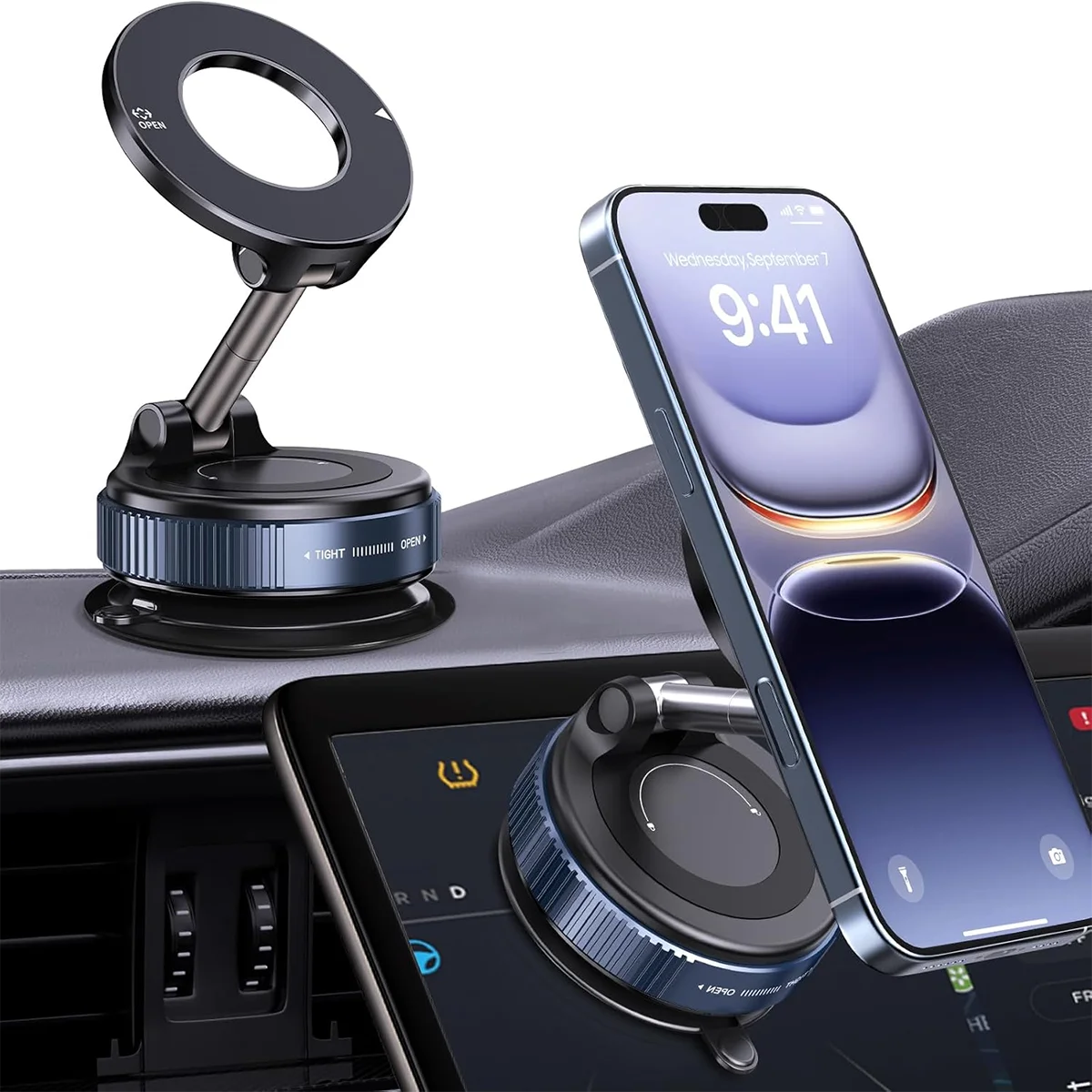 360° Rotatable Magnetic Car Phone Mount – Foldable Vacuum Suction Cup Holder