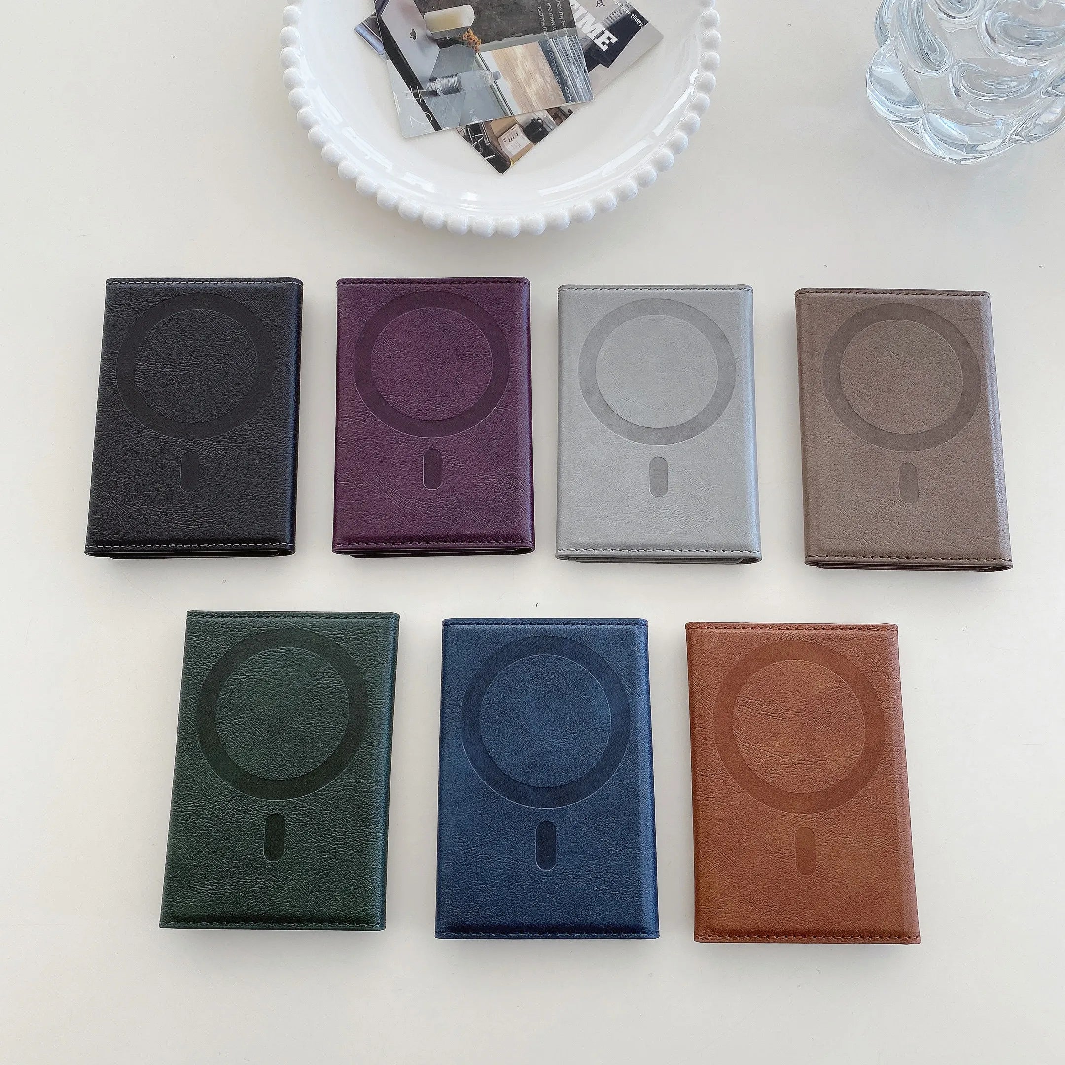 Triple Fold Leather Magnetic Card Holder for iPhone (MagSafe Compatible)
