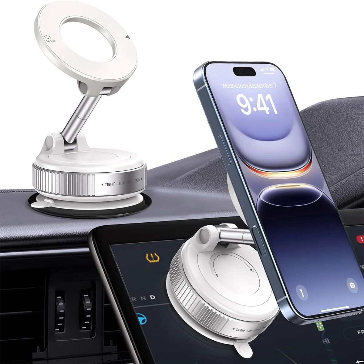 360° Rotatable Magnetic Car Phone Mount – Foldable Vacuum Suction Cup Holder
