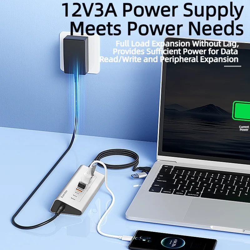 10Gbps USB-C Hub (4–10 Ports) with Card Reader – Aluminum Alloy