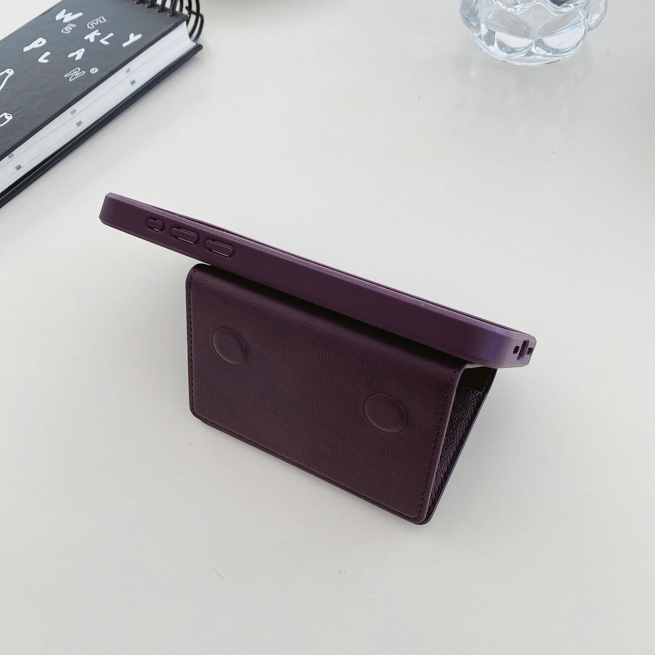 Triple Fold Leather Magnetic Card Holder for iPhone (MagSafe Compatible)