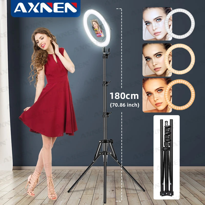 26cm LED Selfie Ring Light with Tripod Stand & Remote – YouTube & Video Lighting